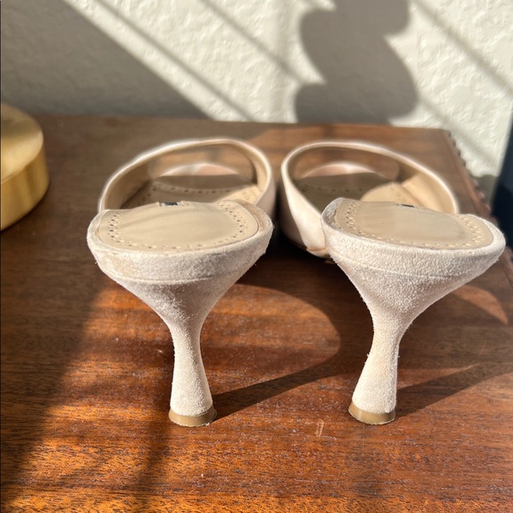 Manolo Blahnik Jada Light Beige Suede Mules - Picture 4 of 8